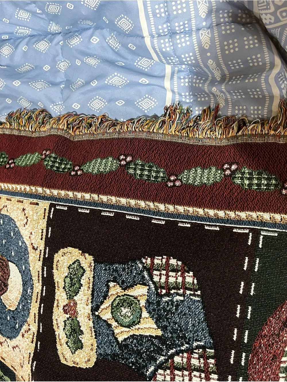 Festive Holiday Throw Blanket - Green and Brown